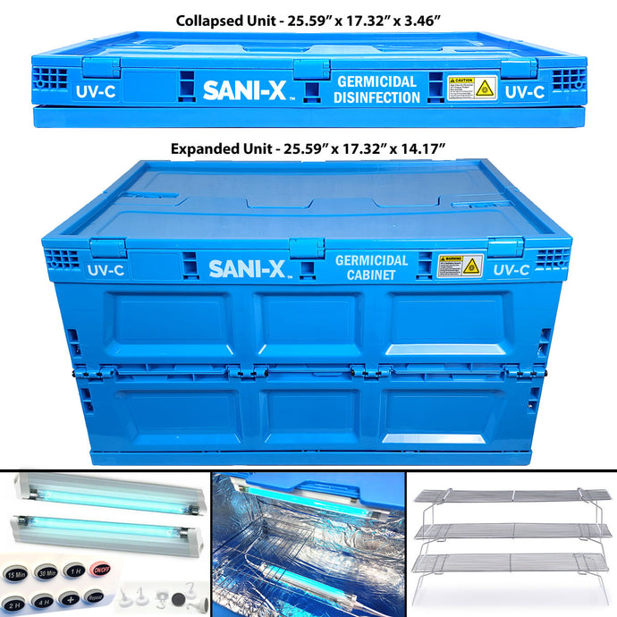 Portable Collapsible UV-C Light Germicidal Sanitizing Cabinet | Large Capacity Sterilization Station - 80 Liter (21 Gallon) Chamber